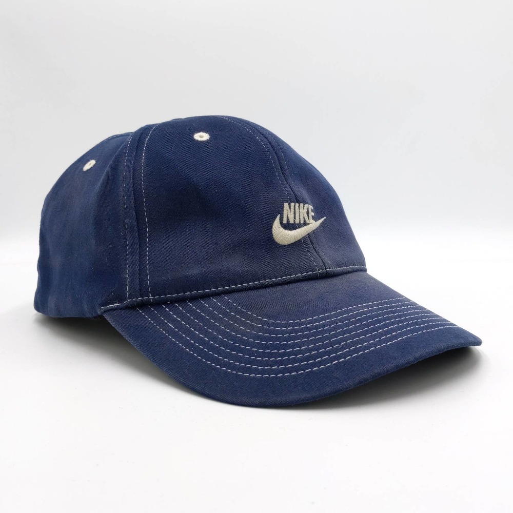 Vintage NIKE Small Logo Fitted Hat Baseball Cap Embroidered Logo Sportswear Blue